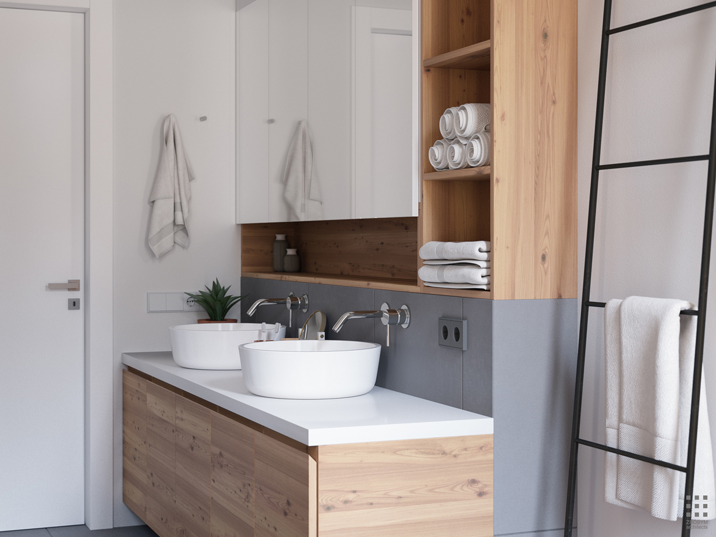 3d Ontwerpen moderne badkamer door ZROBYM architects