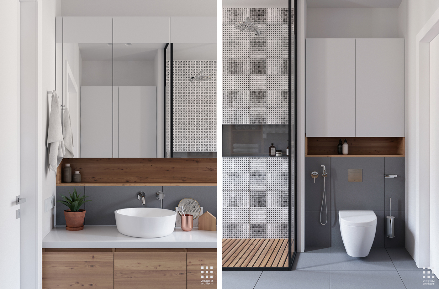 3d Ontwerpen moderne badkamer door ZROBYM architects