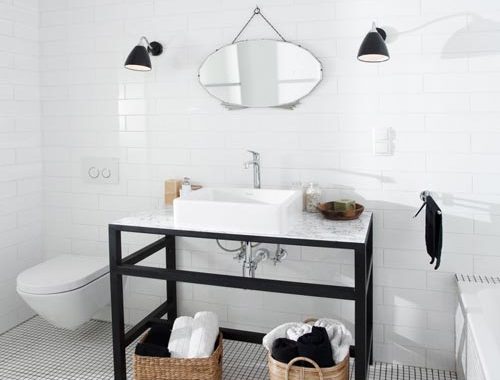 Badkamer ontwerp met zwart wit