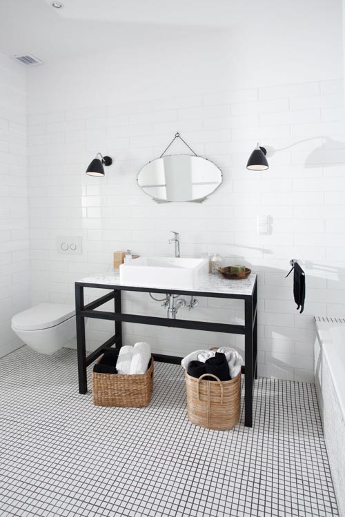 Badkamer ontwerp met zwart wit