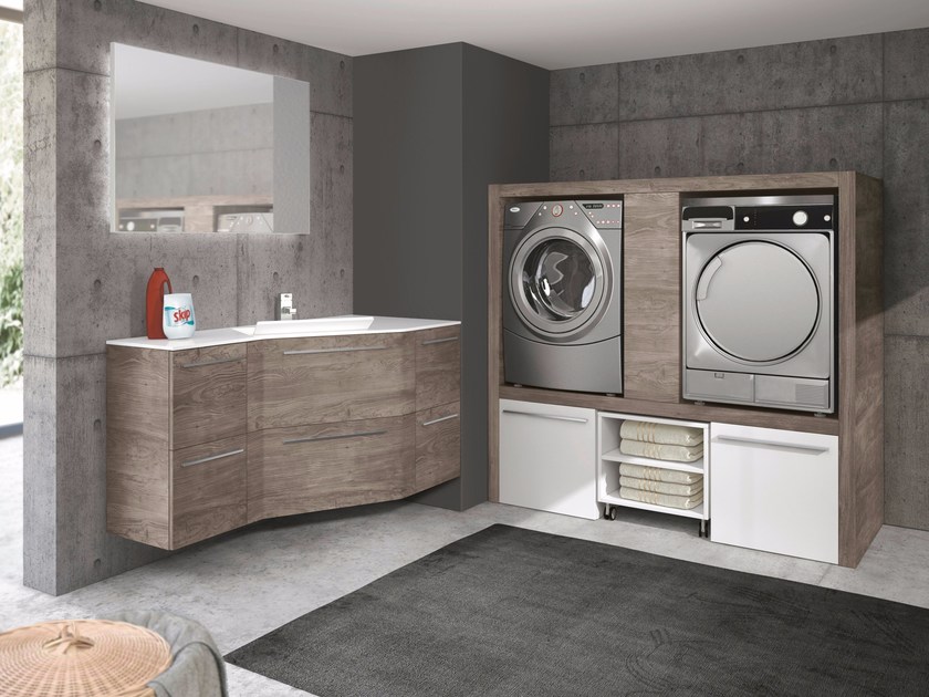 Afscheiden compact Circulaire Badkamermeubels met plek voor de wasmachine en droger - Badkamers  voorbeelden