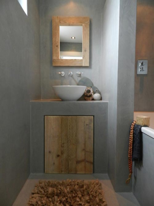 Badkamer met beton ciré