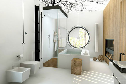 Badkamer ideeën met wit en hout