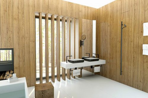 Badkamer ideeën met wit en hout