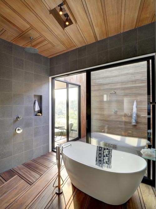 Prachtige Houten Planken Voor Een Moderne Badkamer