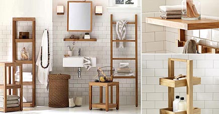 Badkamers voorbeelden met Teak badkamermeubelen