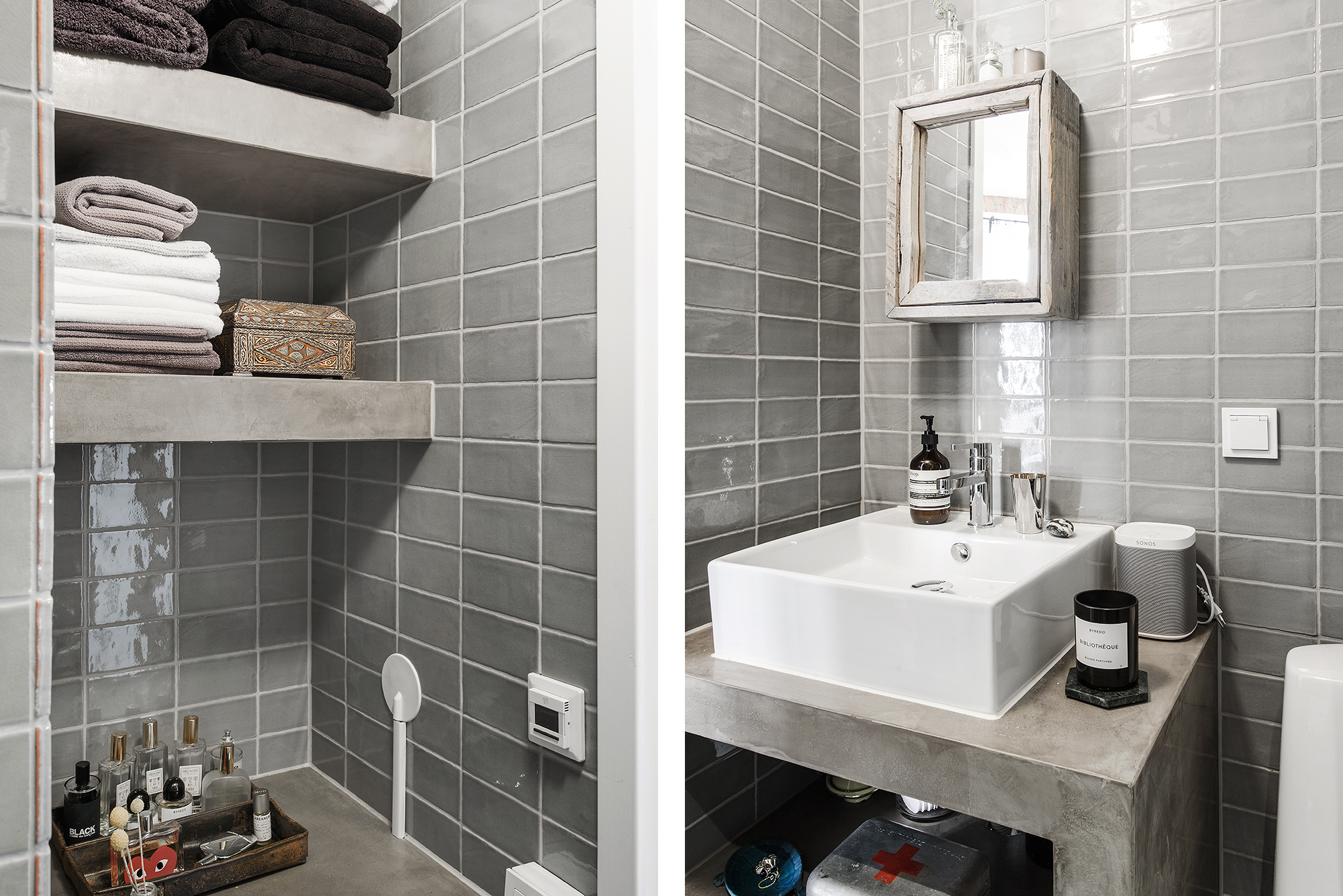 De stijlvolle kleine badkamer van klein appartement van 42m2