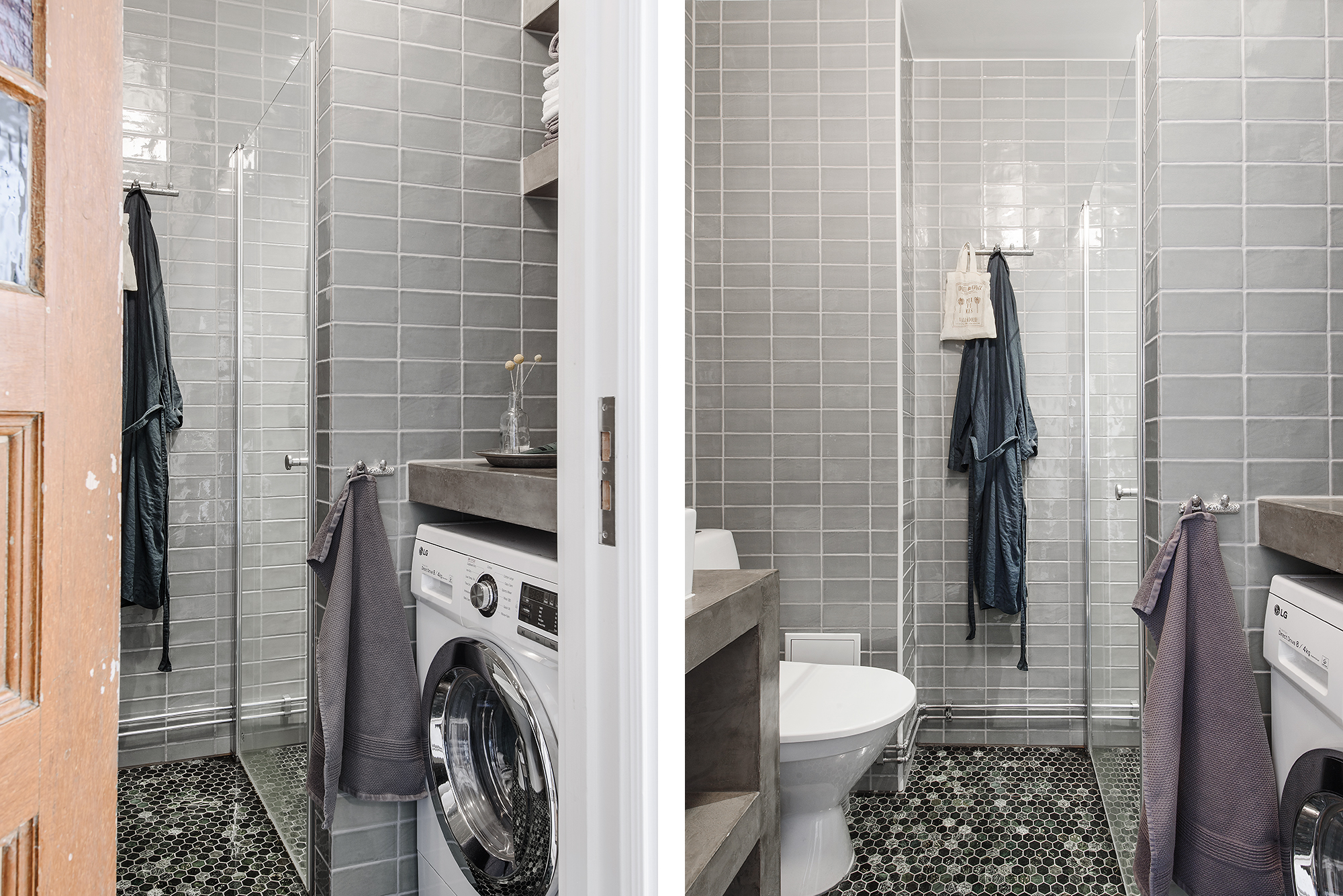 De stijlvolle kleine badkamer van klein appartement van 42m2