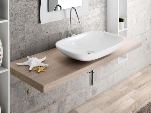 Dikke houten wastafelblad van Lasa Idea