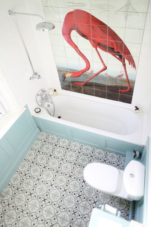 Flamingo foto aan de muur