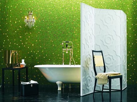 Groene badkamer met scherm
