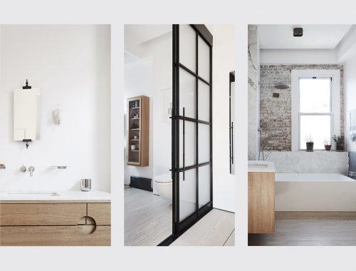 Kleine stoere Scandinavische badkamer in New Yorkse loft