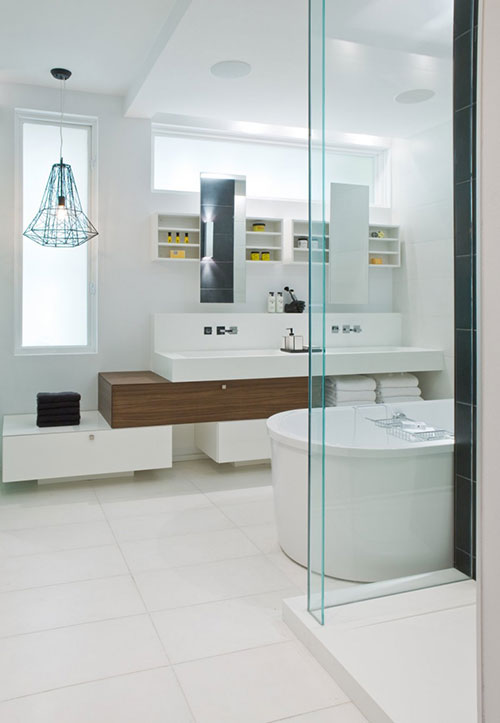 Moderne badkamer met gele tinten