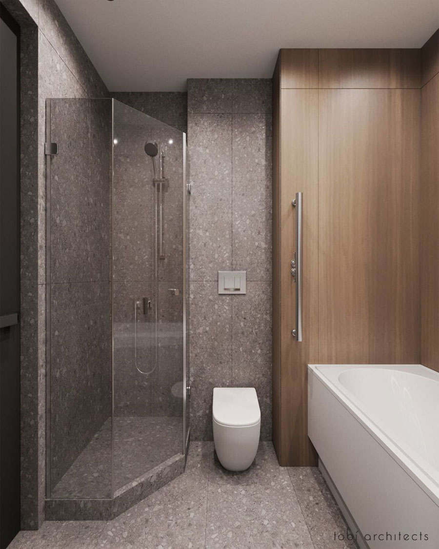 Moderne badkamer met sfeervolle exclusieve kleuren