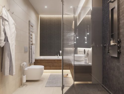 Moderne badkamer met warme sfeer