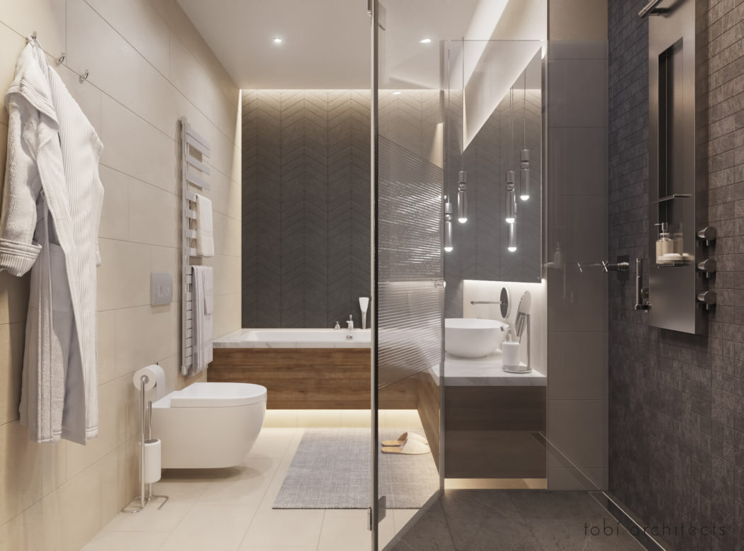 Moderne badkamer met warme sfeer