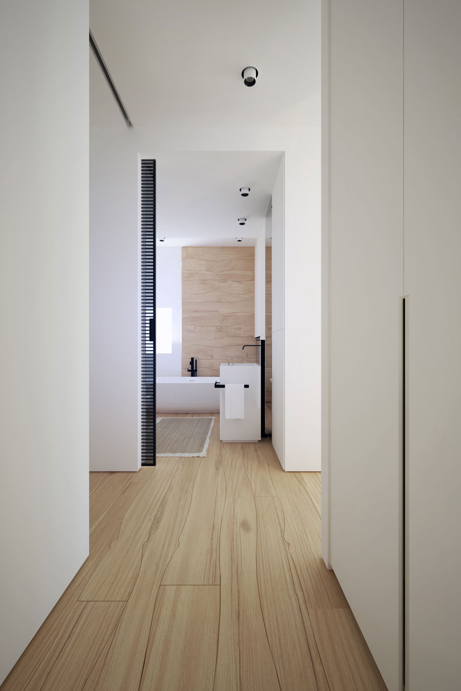 Moderne semi-transparante badkamer en suite