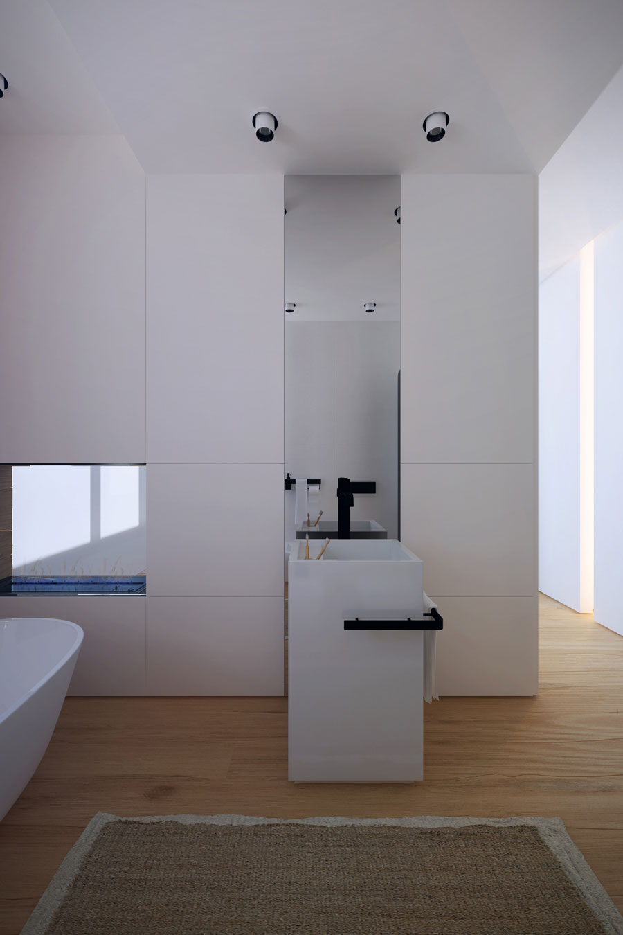 Moderne semi-transparante badkamer en suite