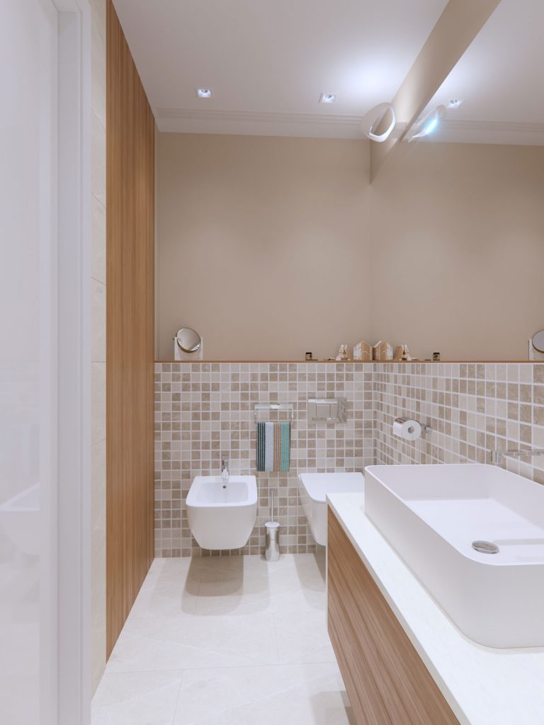 Mooseberry Design ontwerpt de droombadkamer in een klein studio appartement