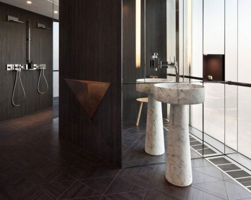 Open douche met dubbele douche