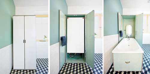 Opvouwbad in de retro badkamer