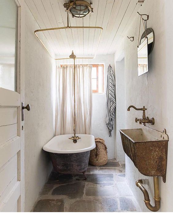 rustieke badkamer stenen vloer