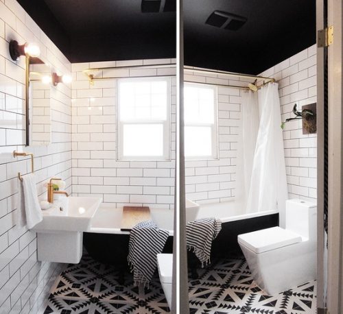 Stijlvolle zwart wit badkamer renovatie