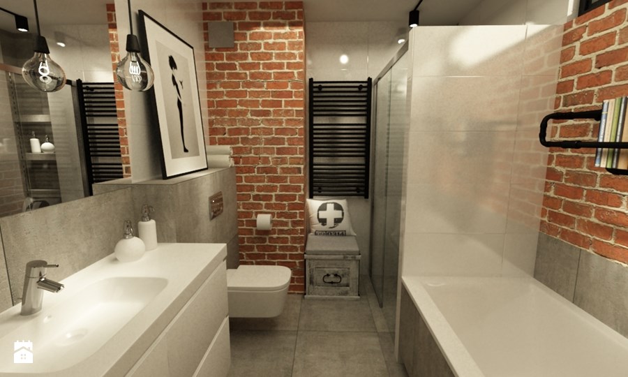 Stoere New York style loft badkamer