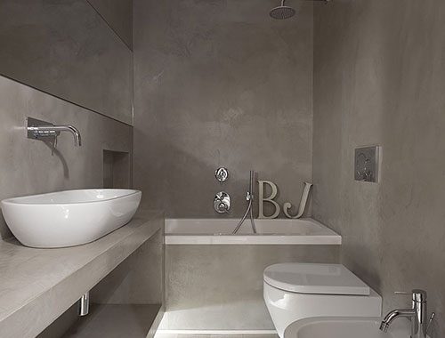 Strakke badkamer met beton cire
