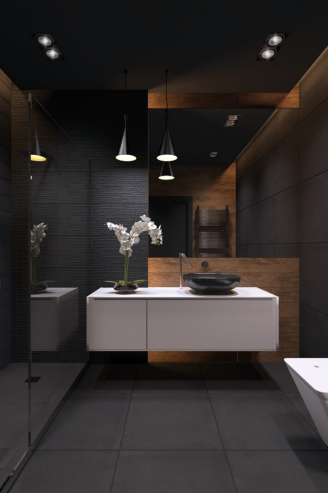 Strakke moderne badkamer met een luxe elegante sfeer