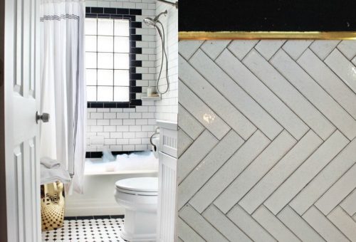 Witte visgraat tegels badkamer