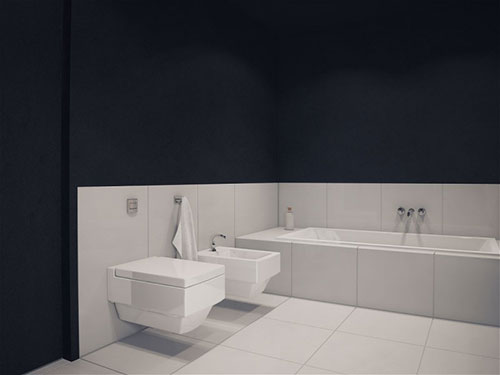 Moderne zwart witte badkamer
